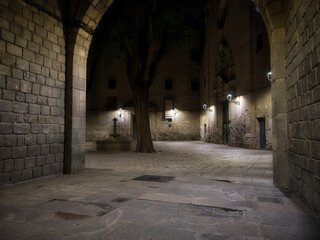 San Felip Neri Square at night