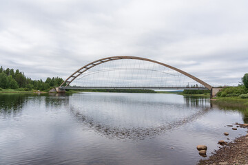 Old bridge over Kalix river in Sweden