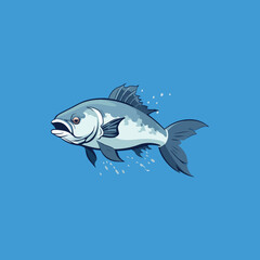 fish illustration sea animal vector drawing sticker 