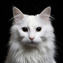 white cat on a black background, Generative AI