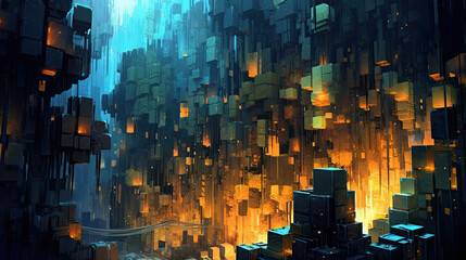Obraz premium The city buildings watercolor illustration - Generative AI.