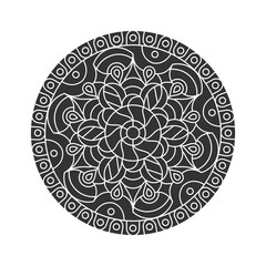 Circular pattern, filled silhouette. Vector illustration isolated on white background, simple design.