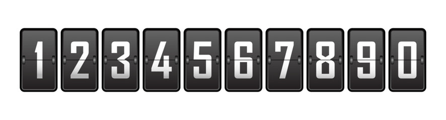 set of numbers from 1 to 0 on the cells of the mechanical tableau.