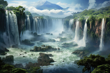 realistic image of Iguazu Falls in Brazil, hyperrealistic photography, ai generated.