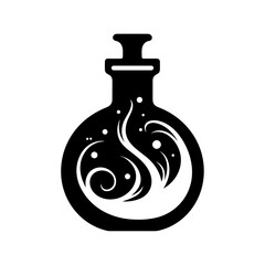 Obraz premium halloween bottle with magic potions and poisons vector. silhouette of a witch's poison bottle. Nostrum or arcanum. Vintage style.