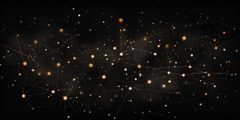 Abstract, geometric shapes and lines forming a constellation map against a deep black background, minimalistic, modern art aesthetic, bright stars forming popular constellations, wide field of view, i