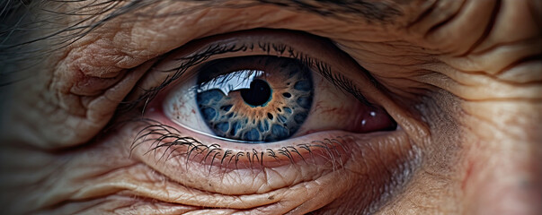 old senior woman wrinkles and eye detail. amazing close up.