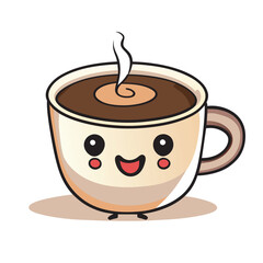 coffee with coffee bean, vector illustration cartoon