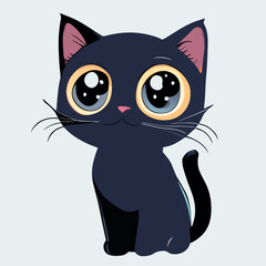 black cat, vector illustration cartoon