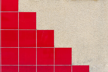 red tile wall, abstract pattern mosaic background imitating steps on the wall