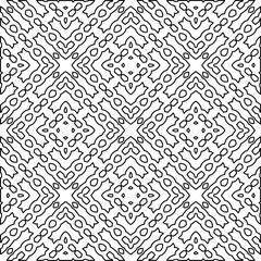 Stylish texture with figures from lines. Abstract geometric black and white pattern for web page, textures, card, poster, fabric, textile. Monochrome graphic repeating design. 