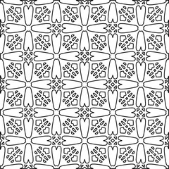 Stylish texture with figures from lines. Abstract geometric black and white pattern for web page, textures, card, poster, fabric, textile. Monochrome graphic repeating design. 