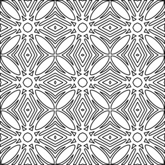 Stylish texture with figures from lines. Abstract geometric black and white pattern for web page, textures, card, poster, fabric, textile. Monochrome graphic repeating design. 