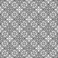 Stylish texture with figures from lines. Abstract geometric black and white pattern for web page, textures, card, poster, fabric, textile. Monochrome graphic repeating design. 