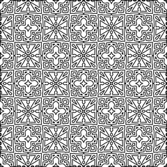 Stylish texture with figures from lines. Abstract geometric black and white pattern for web page, textures, card, poster, fabric, textile. Monochrome graphic repeating design. 