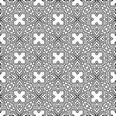 Stylish texture with figures from lines. Abstract geometric black and white pattern for web page, textures, card, poster, fabric, textile. Monochrome graphic repeating design. 