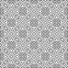 Stylish texture with figures from lines. Abstract geometric black and white pattern for web page, textures, card, poster, fabric, textile. Monochrome graphic repeating design. 