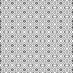 Stylish texture with figures from lines. Abstract geometric black and white pattern for web page, textures, card, poster, fabric, textile. Monochrome graphic repeating design. 