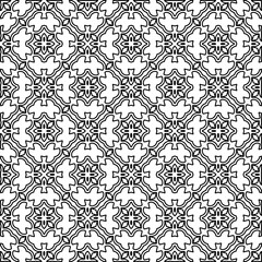 Stylish texture with figures from lines. Abstract geometric black and white pattern for web page, textures, card, poster, fabric, textile. Monochrome graphic repeating design. 