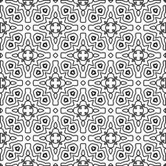 Texture with figures from lines. Black and white pattern for web page, textures, card, poster, fabric, textile. Monochrome graphic repeating design. 