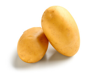 Raw potatoes isolated on white background