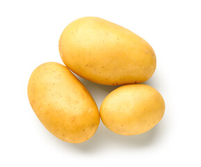 Raw potatoes isolated on white background