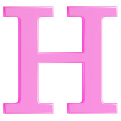 H, Letter H, pink color. 3D illustration.