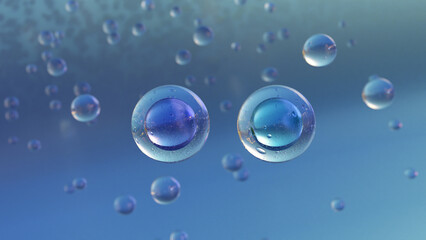 3D rendering cosmetic bubble Moisturizing design on background Abstract science background with bubbles on water. cosmetic bubble design