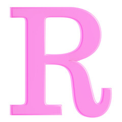 R, Letter R, pink color. 3D illustration.