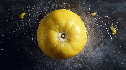 Fototapeta na wymiar a lemon that has been sliced in half with water droplets around it. generative ai