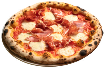 Pizza Ham, Prosciutto. Isolated on Transparent Background. generative ai