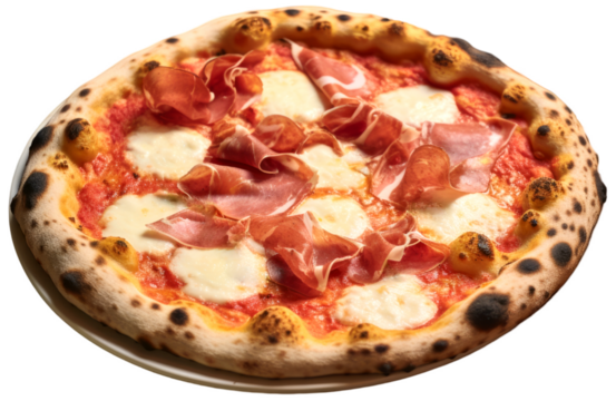 Pizza Ham, Prosciutto. Isolated on Transparent Background. generative ai