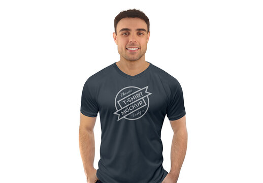 V-Neck T-Shirt Mockup
