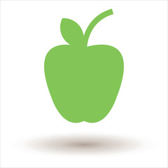 Green Silhouette of an apple. Vector on white background