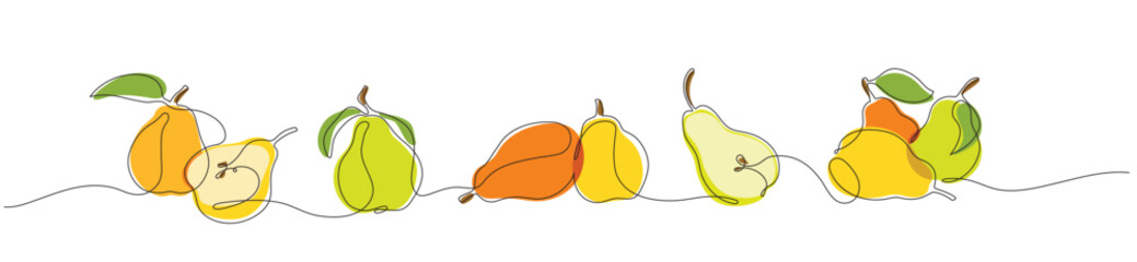 Vector colored linear illustration with pears