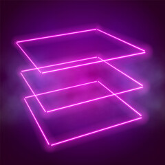 Neon frames or cube. Vector illustration.