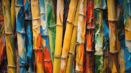  a painting of a bunch of sticks with different colors on them.  generative ai