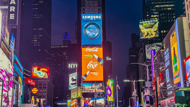 Times Square's electric billboards on June 5, 2023 in New York City