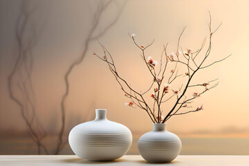 Plant in vase space for text, Minimalist Zen, Zen background, Japanese zen background, Japanese style minimal, Zen wallpaper