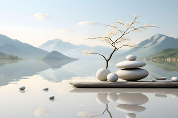 Plant in vase space for text, Minimalist Zen, Zen background, Japanese zen background, Japanese style minimal, Zen wallpaper