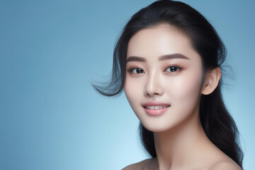 Fototapeta premium Beautiful smiling Asian model with natural makeup