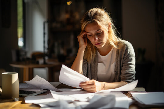 Stressed young woman checking her