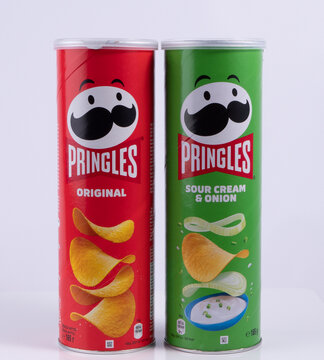 Vasylkiv, Ukraine - July 10, 2023: Pringles chips in original packaging with different flavors