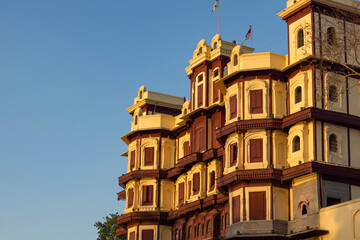 Fototapeta na wymiar Rajwada, Indore, Madhya Pradesh. Also known as the Holkar Palace or Old Palace. Indian Architecture. Selective Focus.