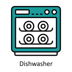 Dishwasher Filled Outline Icon Design illustration. Home Repair And Maintenance Symbol on White background EPS 10 File