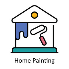 Home Painting Filled Outline Icon Design illustration. Home Repair And Maintenance Symbol on White background EPS 10 File