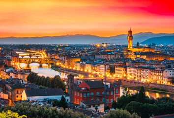 Fototapeta na wymiar Sunset in the city of Florence