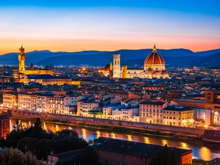 Papier Peint photo Vieil immeuble Sunset in the city of Florence
