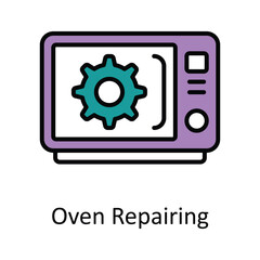 Oven Repairing Filled Outline Icon Design illustration. Home Repair And Maintenance Symbol on White background EPS 10 File