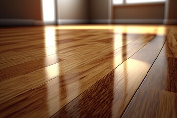 Wooden floor in a room with sunlight